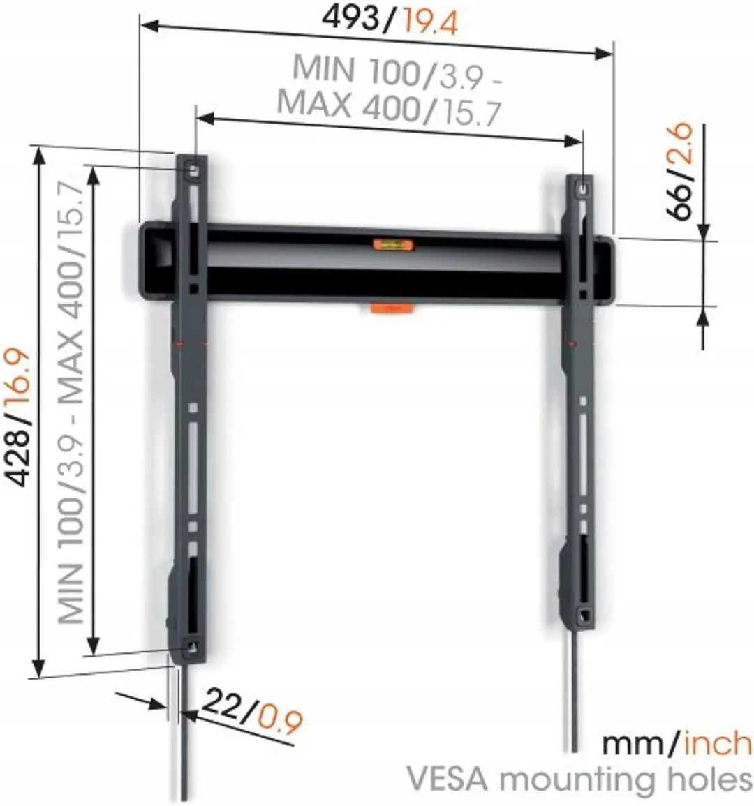 Vogel's Vaste TV Muurbeugel 32-77" - 50 kg - Zwart