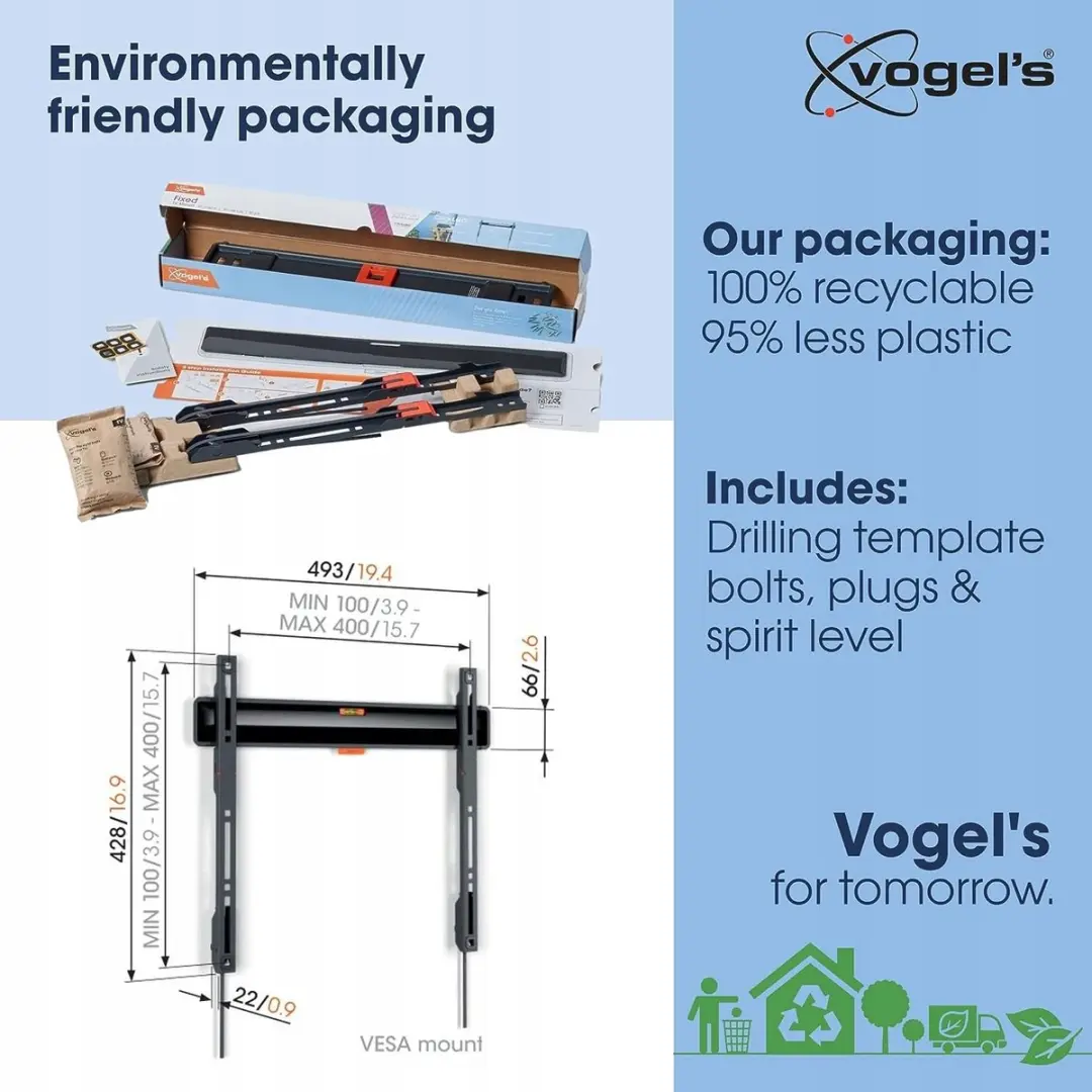 Vogel's Vaste TV Muurbeugel 32-77" - 50 kg - Zwart