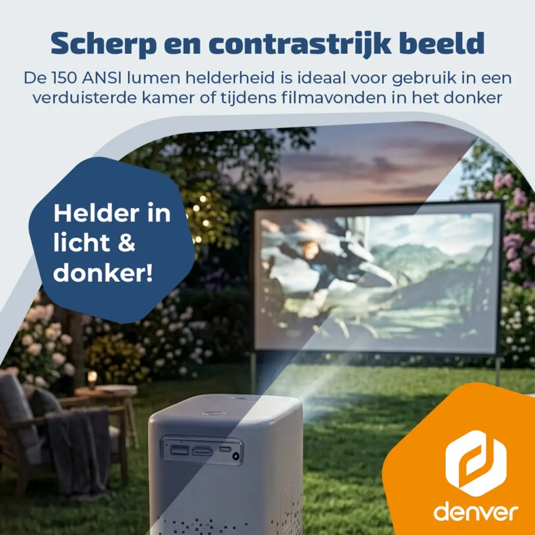 Denver PR4700 Portable Beamer 4K - 150 ANSI Lumen - Wit - afbeelding 6 van 6