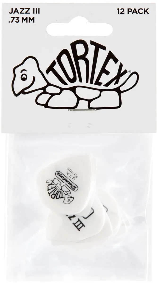 Dunlop Tortex White Jazz III Plectrum 0.73mm