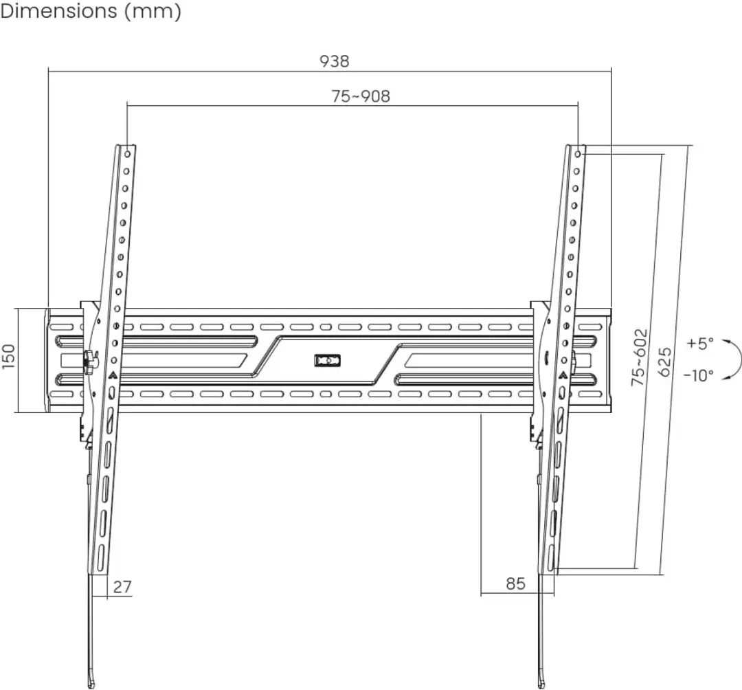 Gembird WM-100T-01 TV Wandsteun Kantelbaar - 43-100" - 75 kg - Zwart