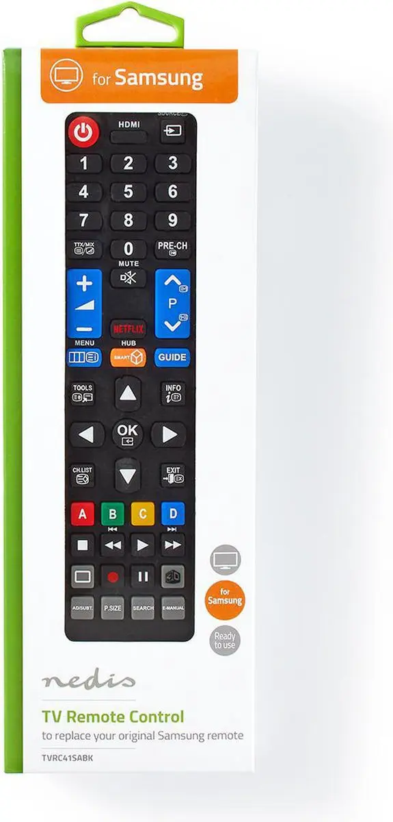 Nedis TVRC41SABK Vervangende Afstandsbediening - Samsung - Zwart - afbeelding 6 van 6