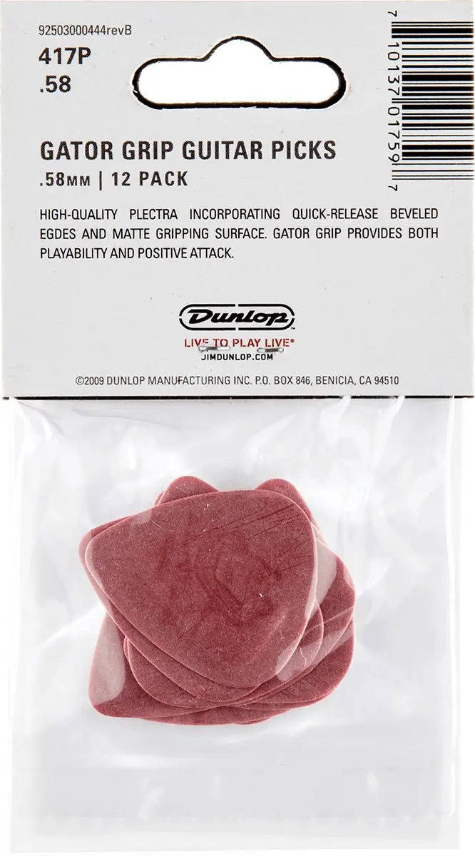 Dunlop Gator Grip Plectrumset 0,58mm - 12 Stuks Rood