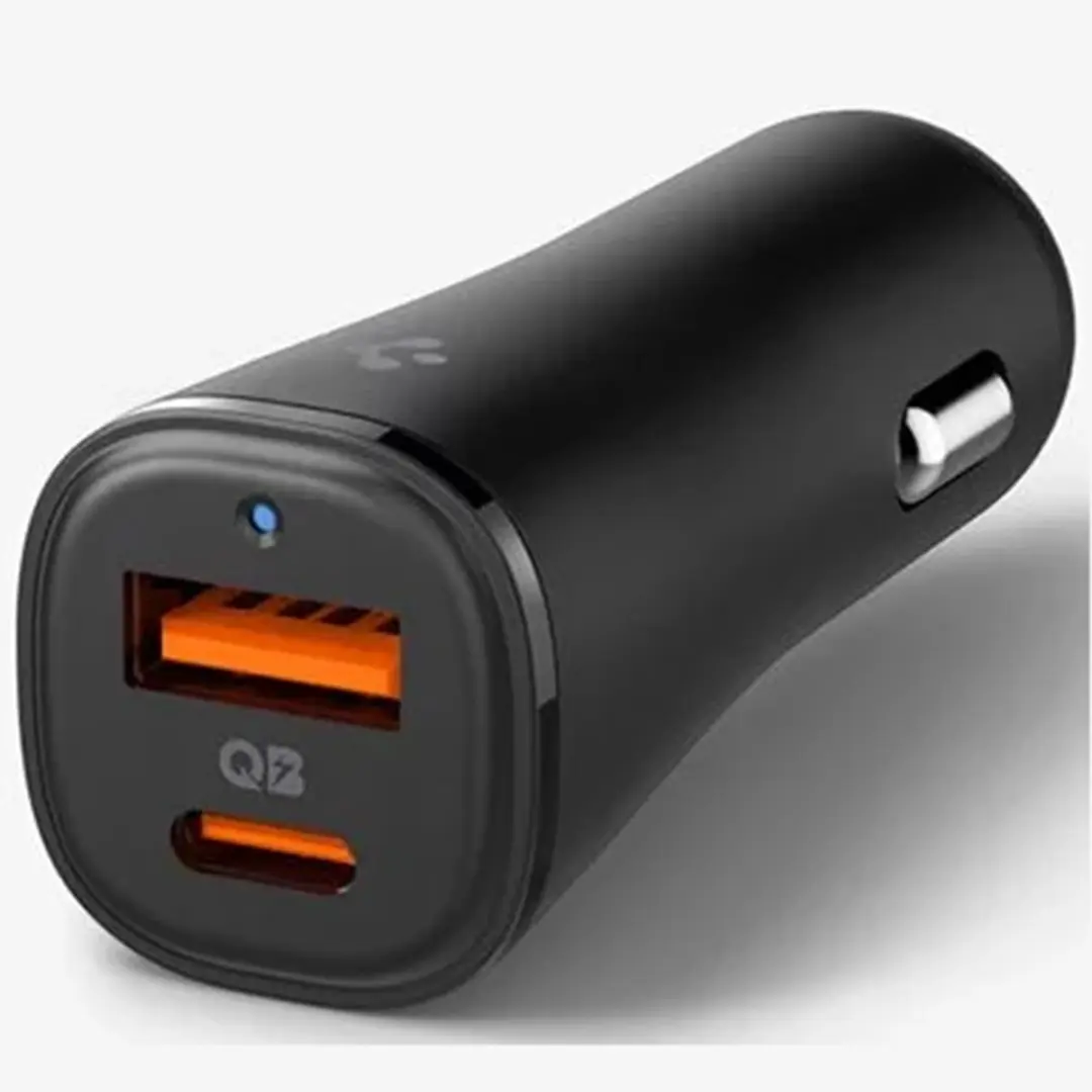 Spigen ArcStation Essential ACP08447 Auto Snellader - USB-C 30W + USB-A 18W - Zwart