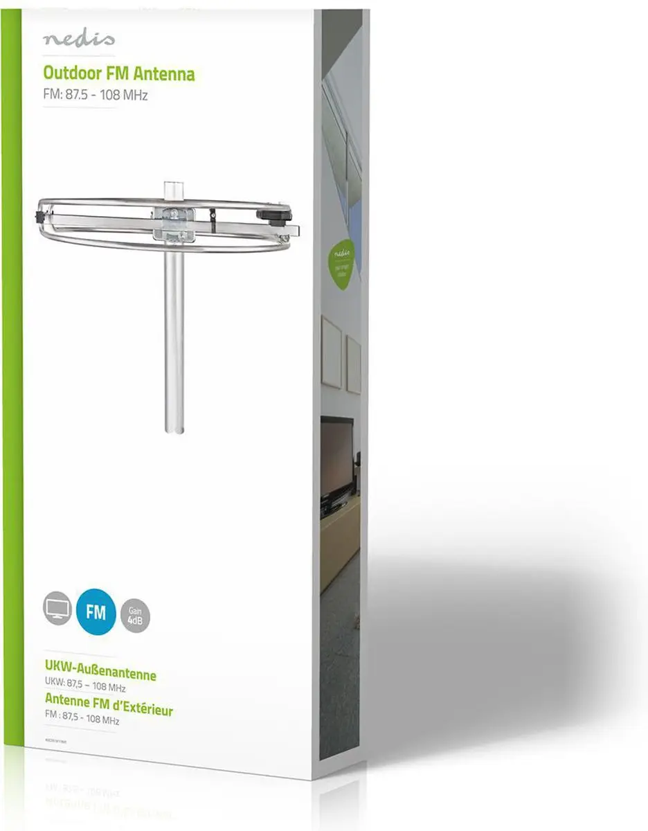 Nedis Buitenantenne ANORFM10ME - 4dB Versterking - 15km Bereik - Zilver