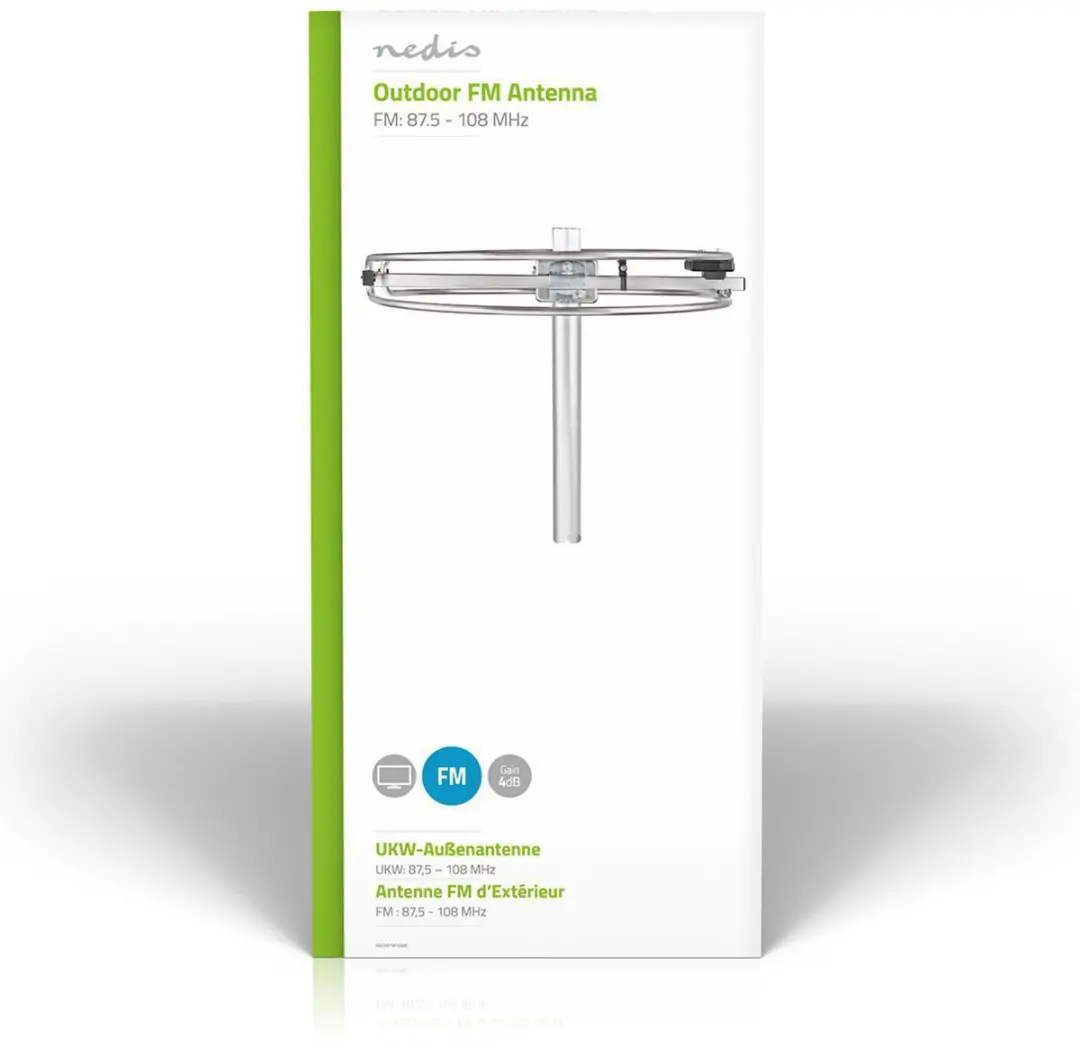 Nedis Buitenantenne ANORFM10ME - 4dB Versterking - 15km Bereik - Zilver