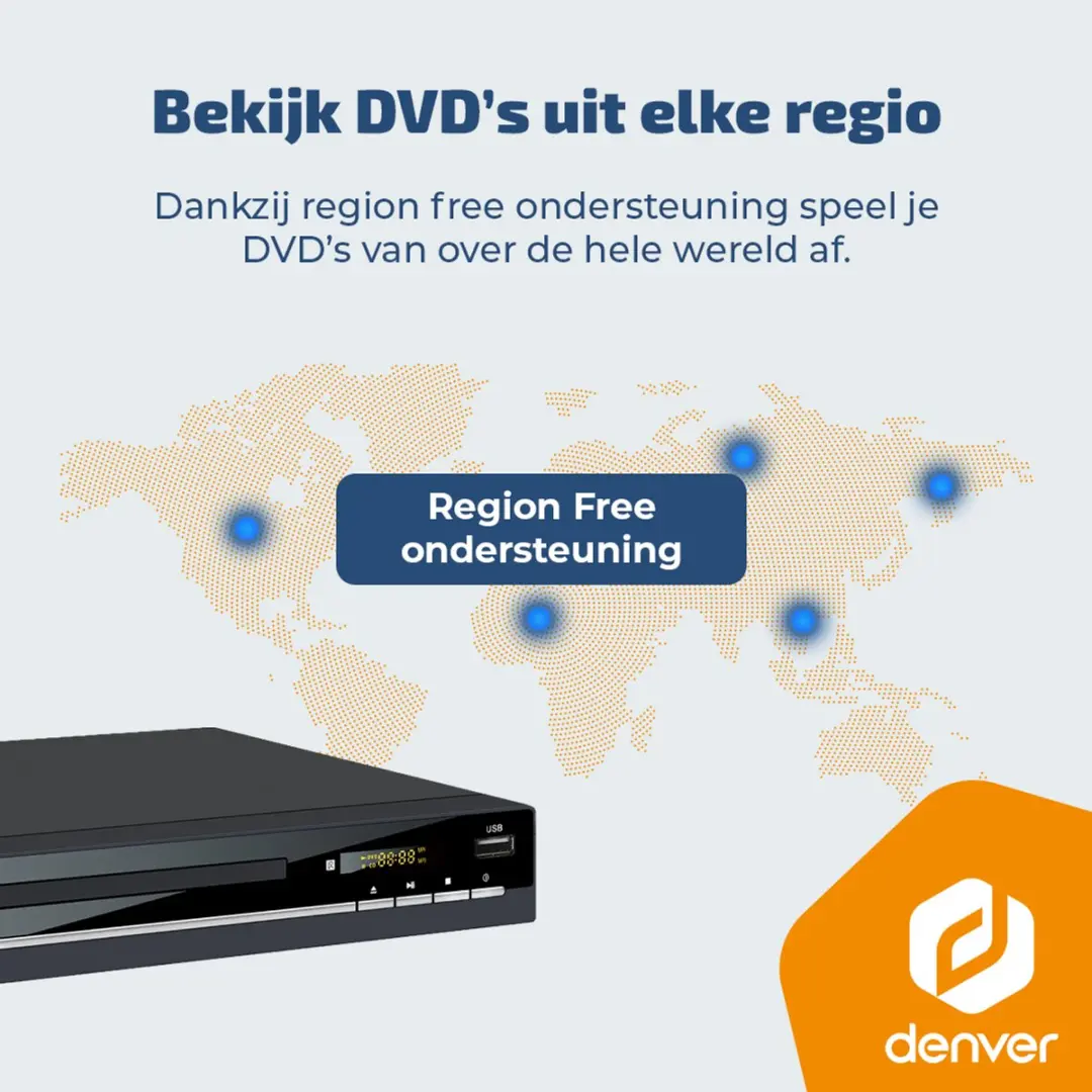 Denver DVH7787 DVD Speler - Full HD - Regio Vrij - HDMI/USB