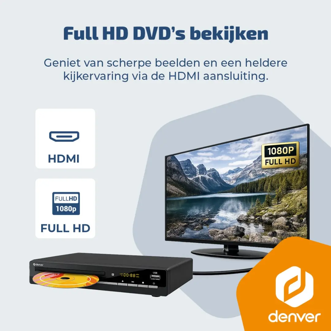 Denver DVH7787 DVD Speler - Full HD - Regio Vrij - HDMI/USB - afbeelding 6 van 6