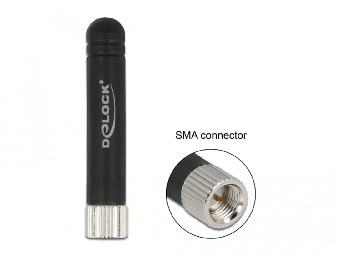 Delock LPWAN 868 MHz Antenne SMA - 1,6 dBi Omnidirectioneel - Zwart