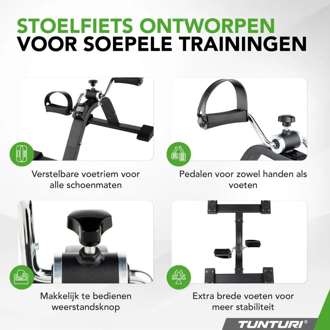 Tunturi Mini Bike Pro Stoelfiets - Verstelbare weerstand - Zwart/Groen