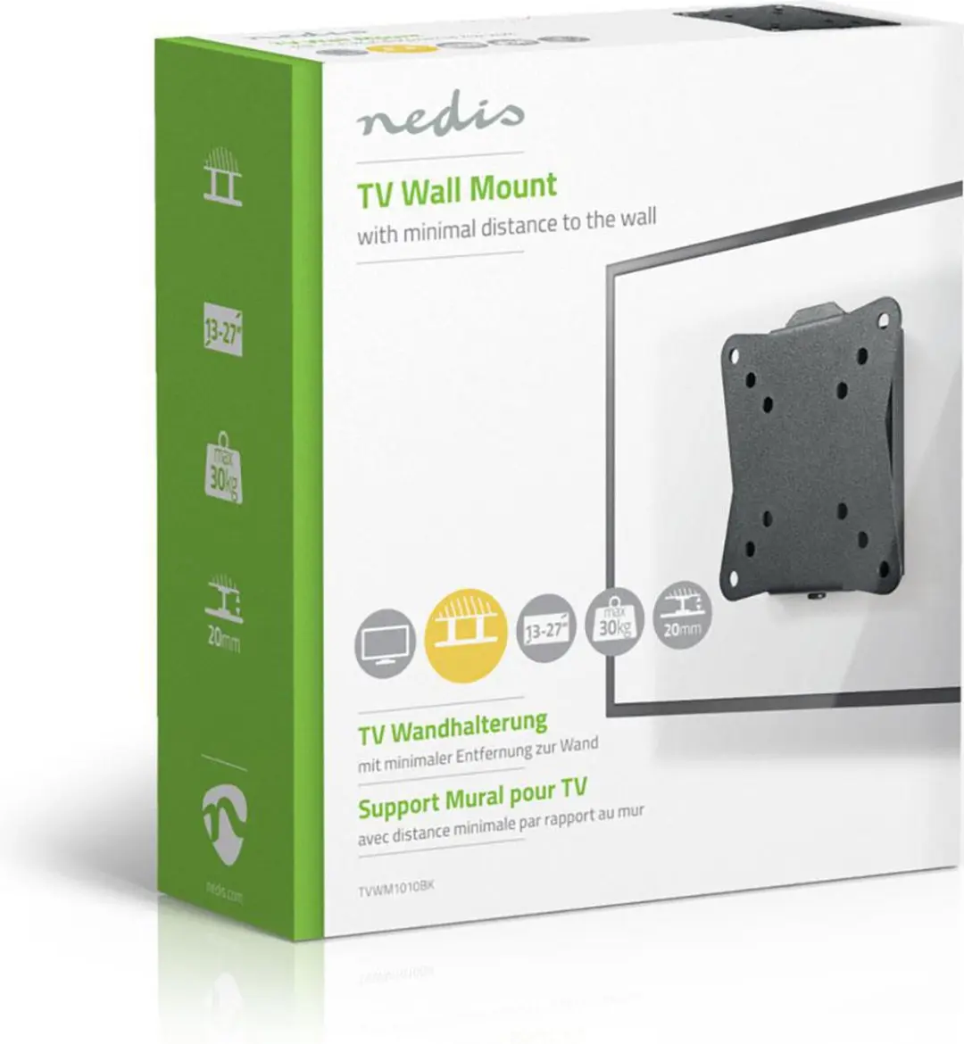 Nedis TVWM1010BK Vaste TV-Muurbeugel 13-27" - 30kg - Zwart