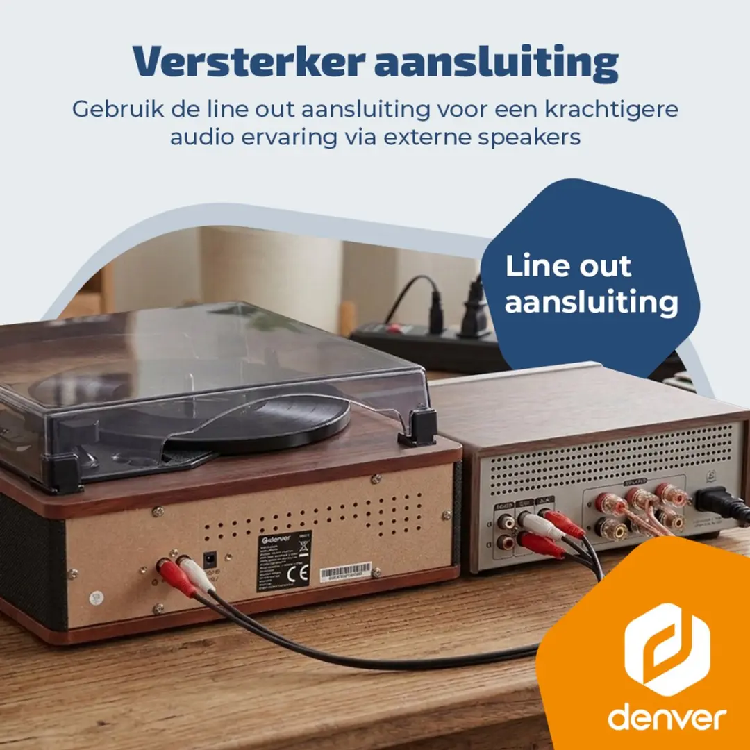 Denver VPB262 Retro Platenspeler - Hout