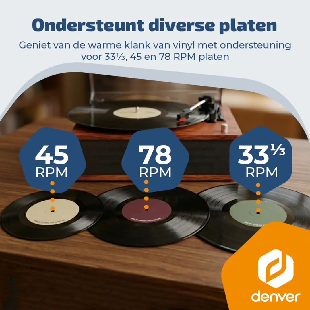 Denver VPB262 Retro Platenspeler - Hout