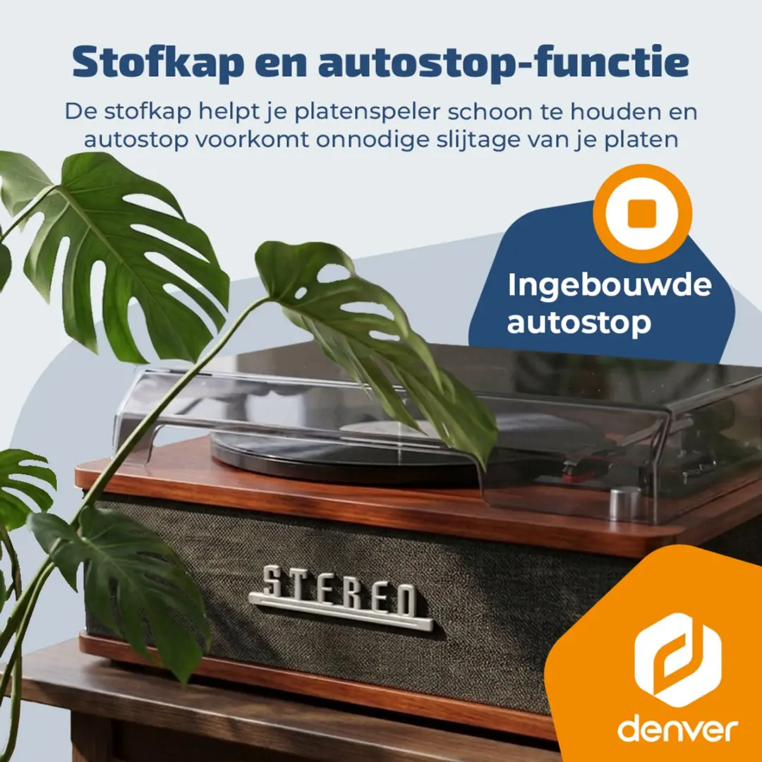 Denver VPB262 Retro Platenspeler - Hout