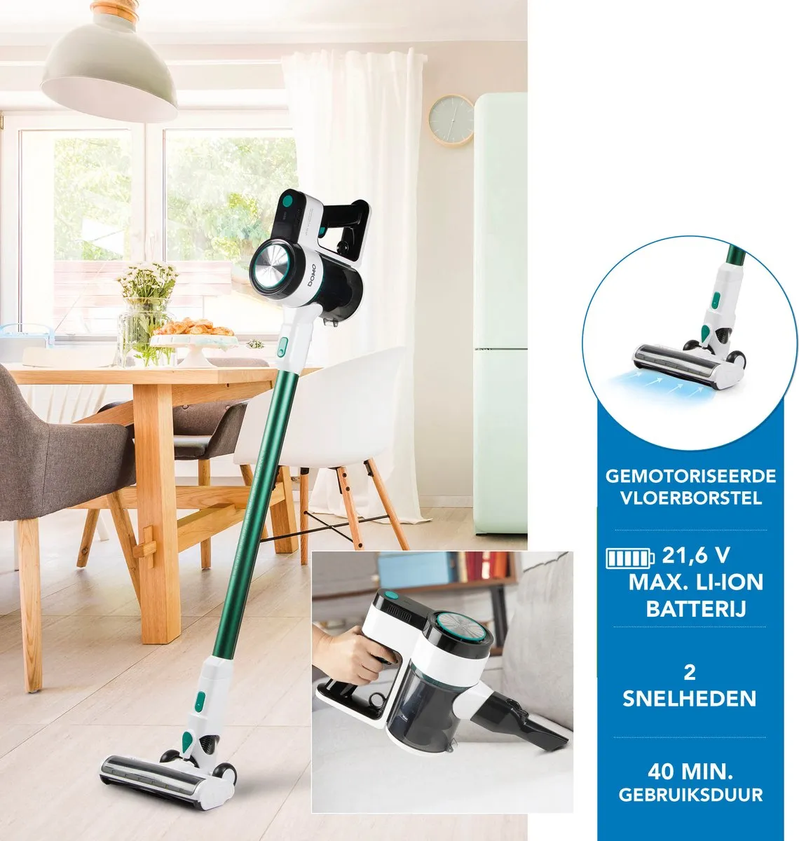 Domo DO241SV Steelstofzuiger 2-in-1 - 0,55L - 21,6V - 40 min