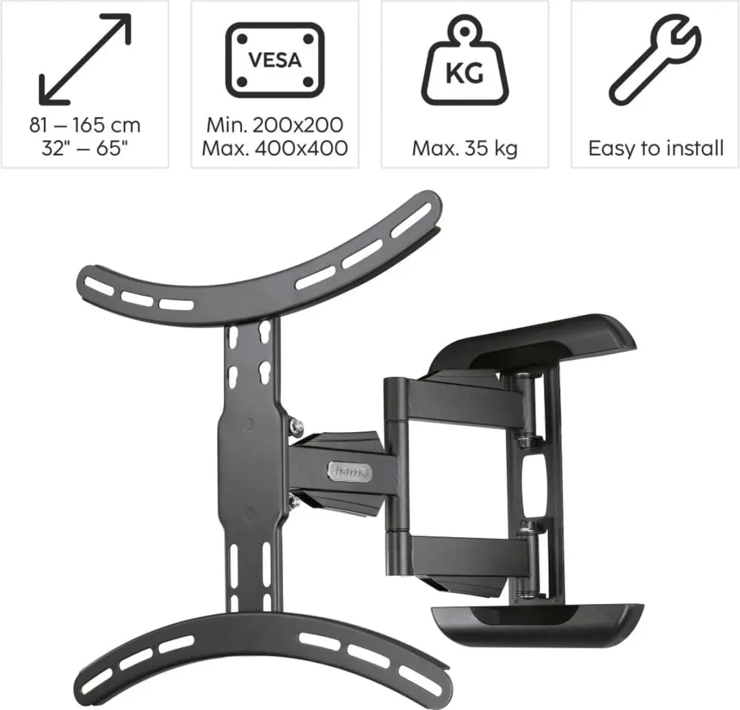 Hama TV Beugel Draai & Kantelbaar 32-65" - Max 35kg - VESA 400x400 - Zwart