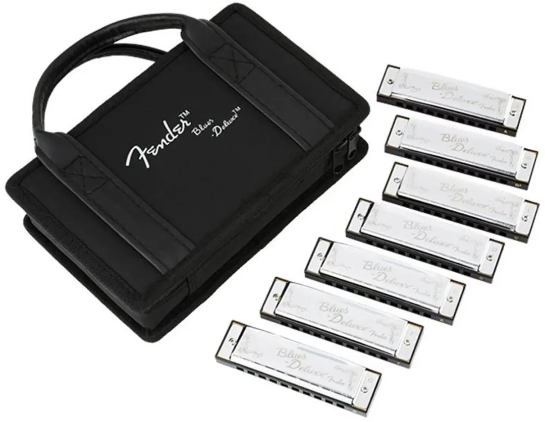 Fender Blues Deluxe Mondharmonica Set - 7-delig met koffer