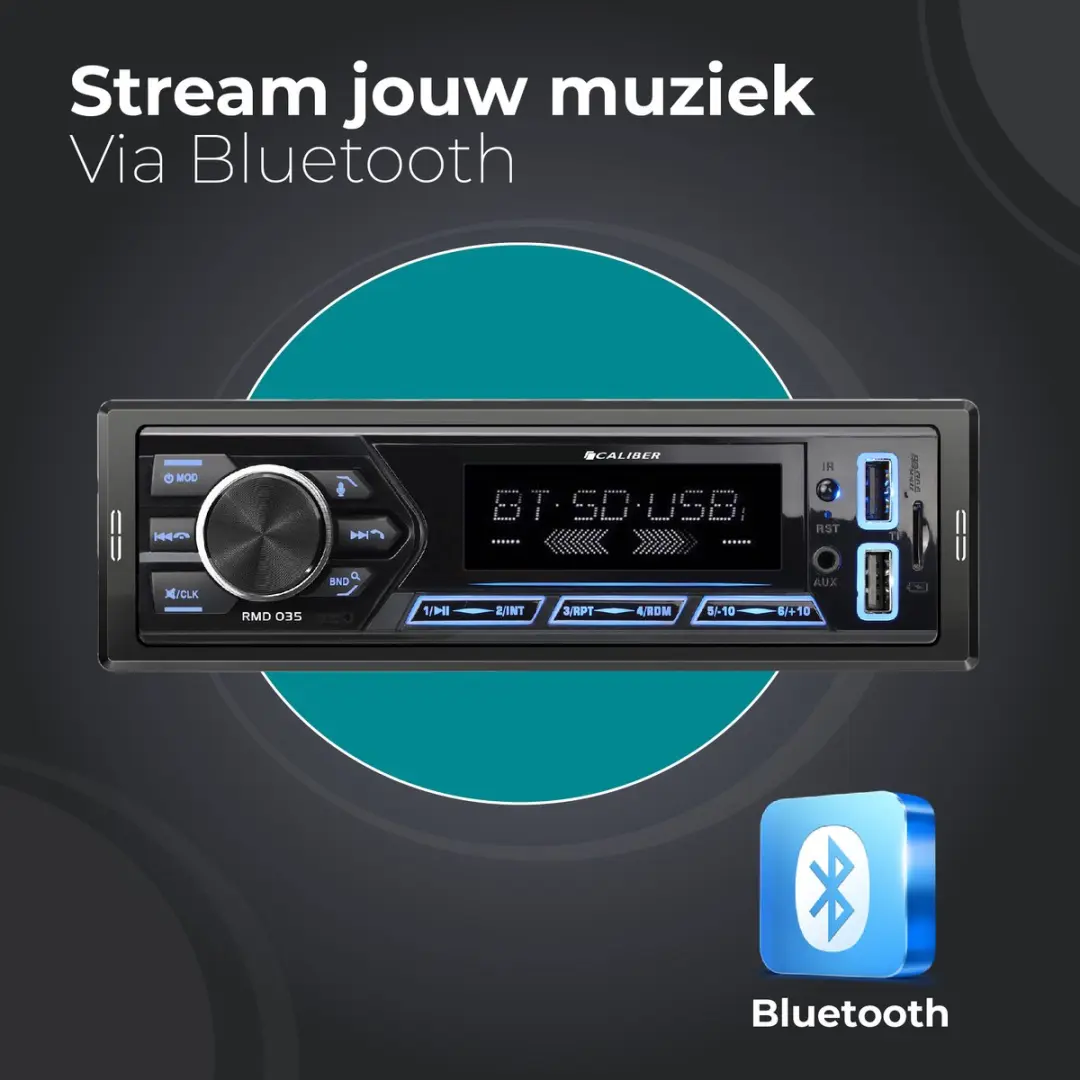 Caliber Autoradio RMD035 - 4x55W Bluetooth - FM Radio - 1 Din