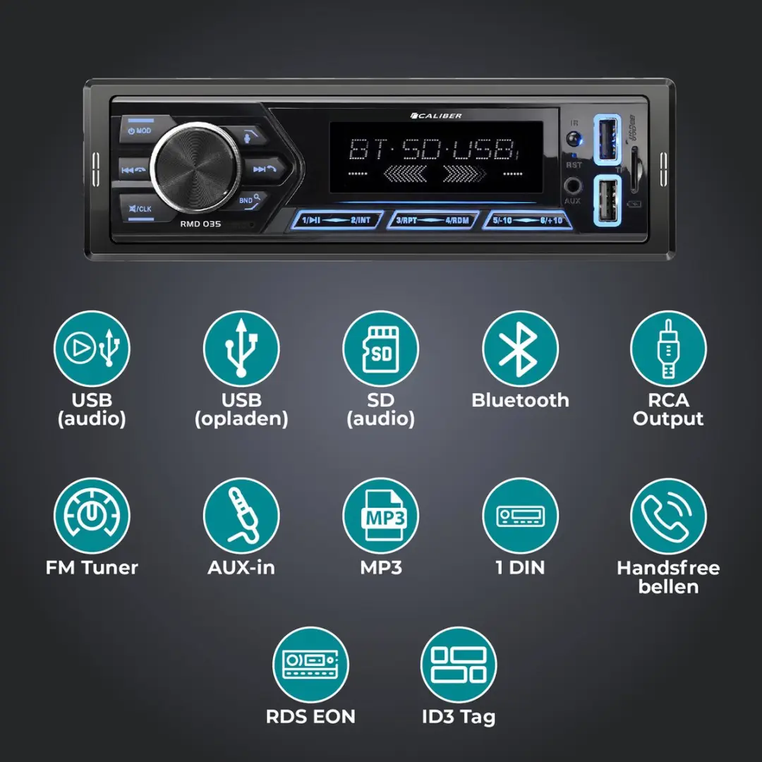 Caliber Autoradio RMD035 - 4x55W Bluetooth - FM Radio - 1 Din