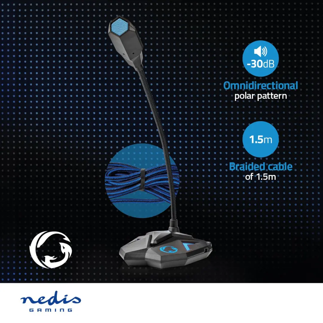 Nedis GMICGU100BK Streamingmicrofoon - USB - Zwart
