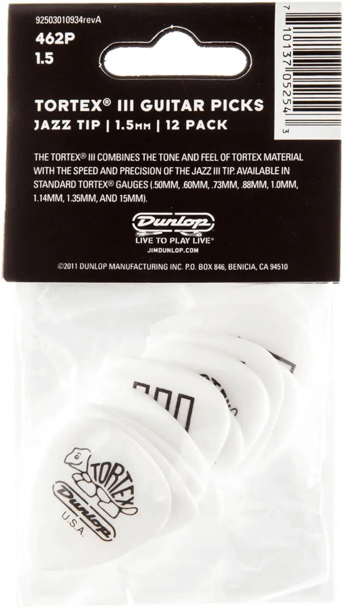 Dunlop Tortex III 462 Plectrums - 12 Stuks Wit