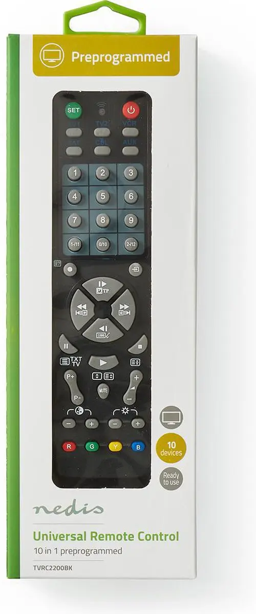 Nedis TVRC2200BK Universele Afstandsbediening - 10 Apparaten - Zwart - afbeelding 6 van 6