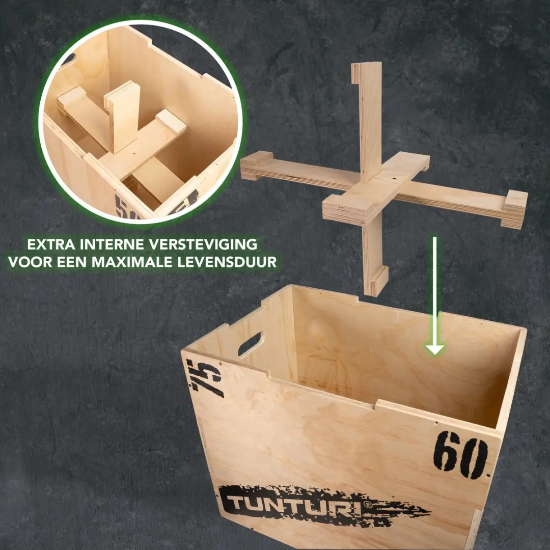 Tunturi Plyo Box 50/60/75cm - Houten Jumpbox - Zwart/Bruin