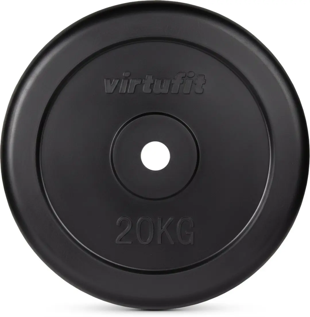 Virtufit Rubberen Halterset 150kg - Halterstang 200cm + 2x20kg + Clips