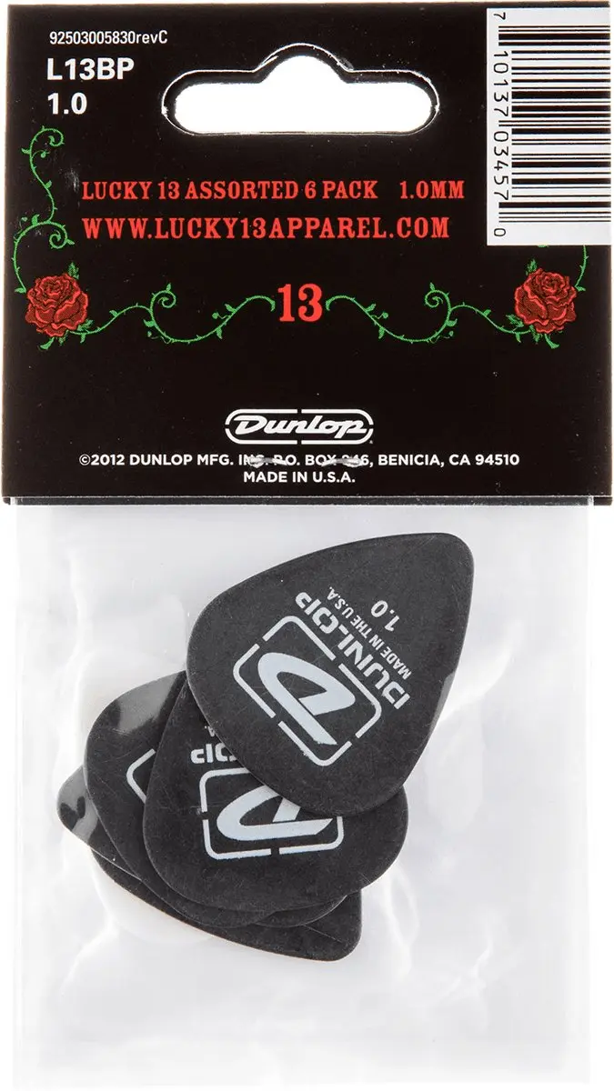Dunlop Lucky 13 II Plektrum 1.00mm - 6 Stuks