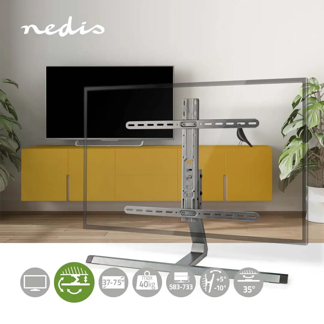 Nedis TVSM5120GY Draai- en Kantelbare TV-Standaard 75" - 40kg - Grijs