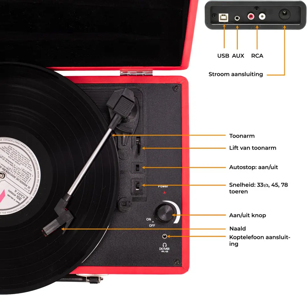 Denver VPL-120 Platenspeler - Rood