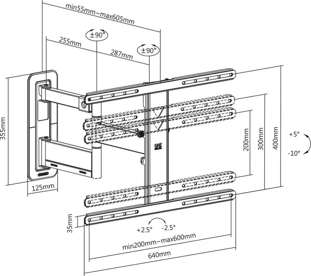 One For All WM5650 TV Beugel - Draaibaar & Kantelbaar 42-100" - 60 kg - Zwart