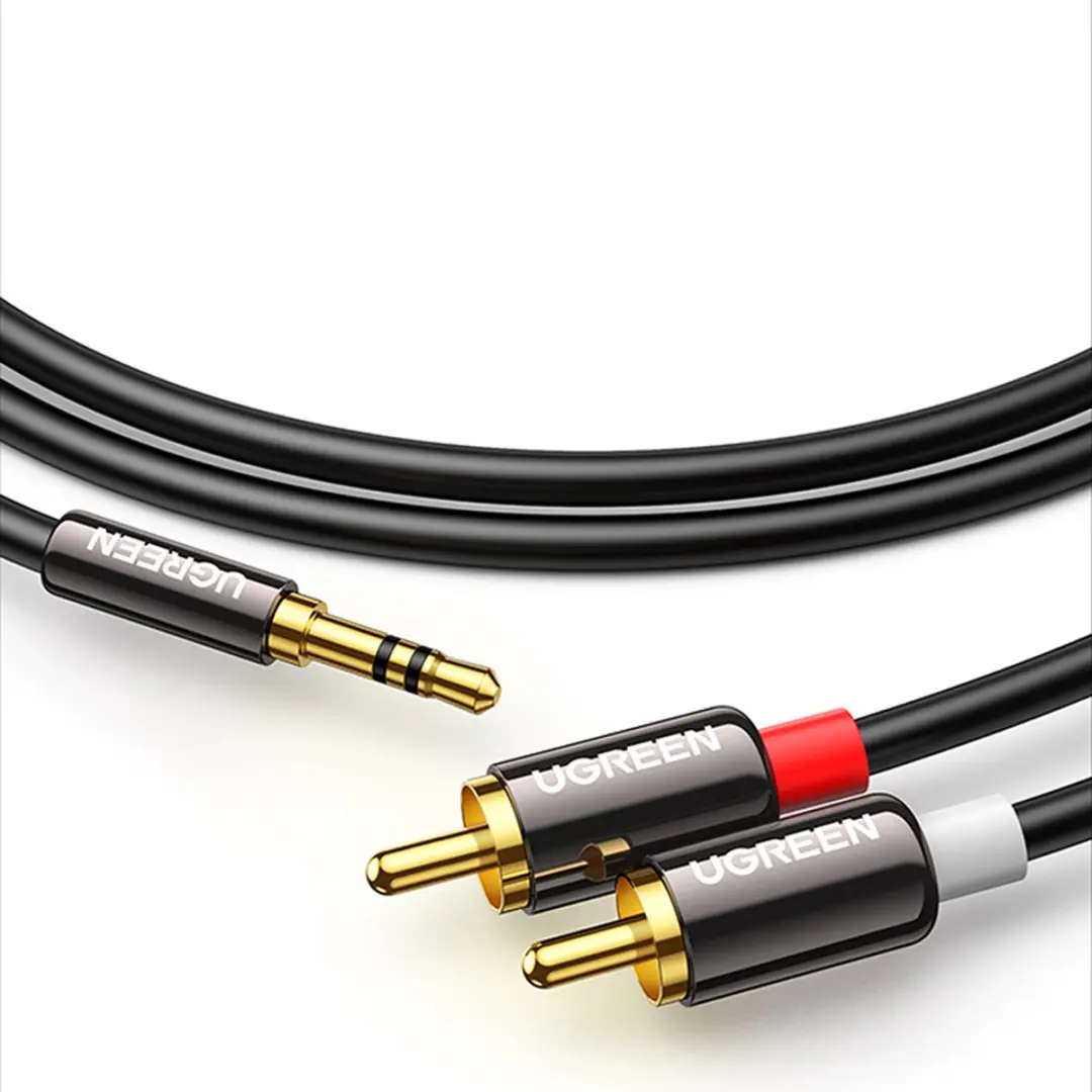 UGREEN AV116 Audiokabel 3,5mm Mini Jack naar RCA - 5m - Zwart