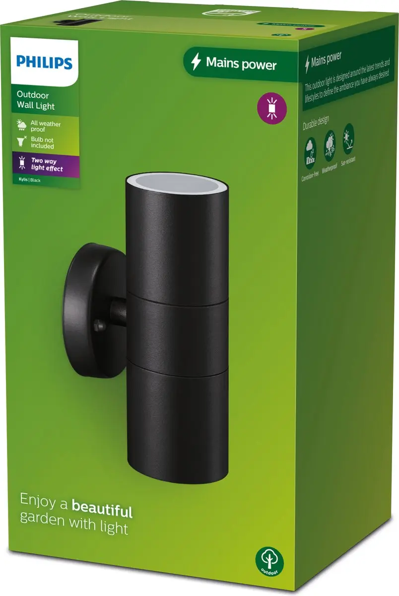 Philips Kylis Wandspot Zwart - 2x GU10