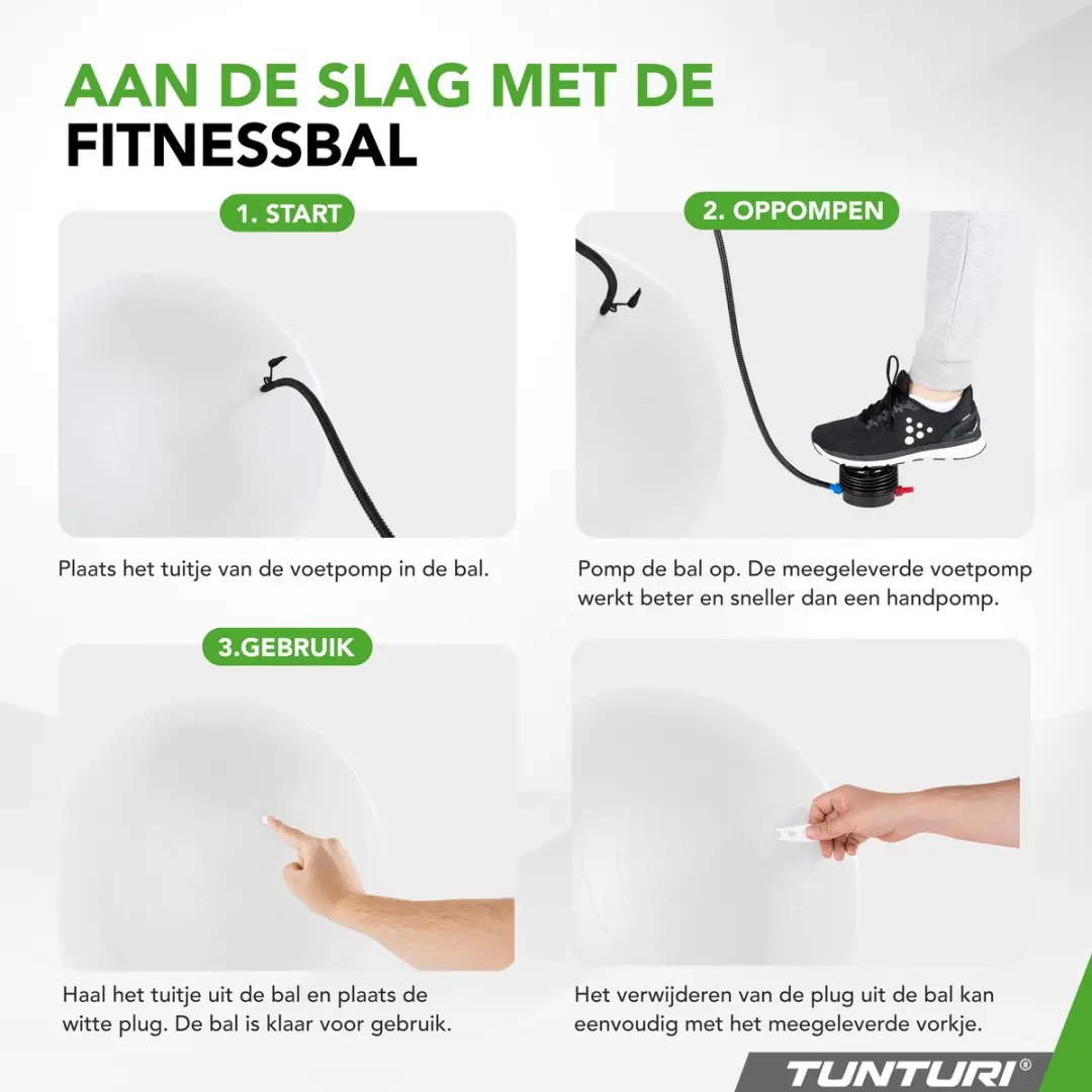 Tunturi Anti Burst Fitnessbal 65cm - Wit