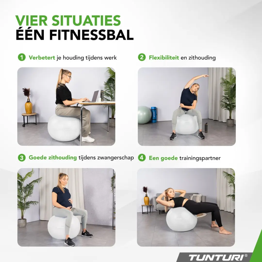 Tunturi Anti Burst Fitnessbal 65cm - Wit