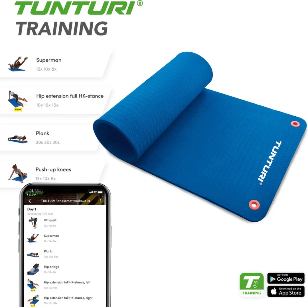 Tunturi Pro Fitnessmat 140x60cm Blauw