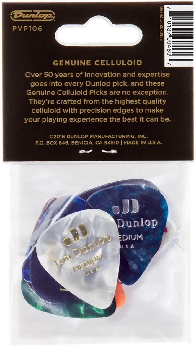 Dunlop PVP106 Celluloid Medium Plectrum - 12 Stuks