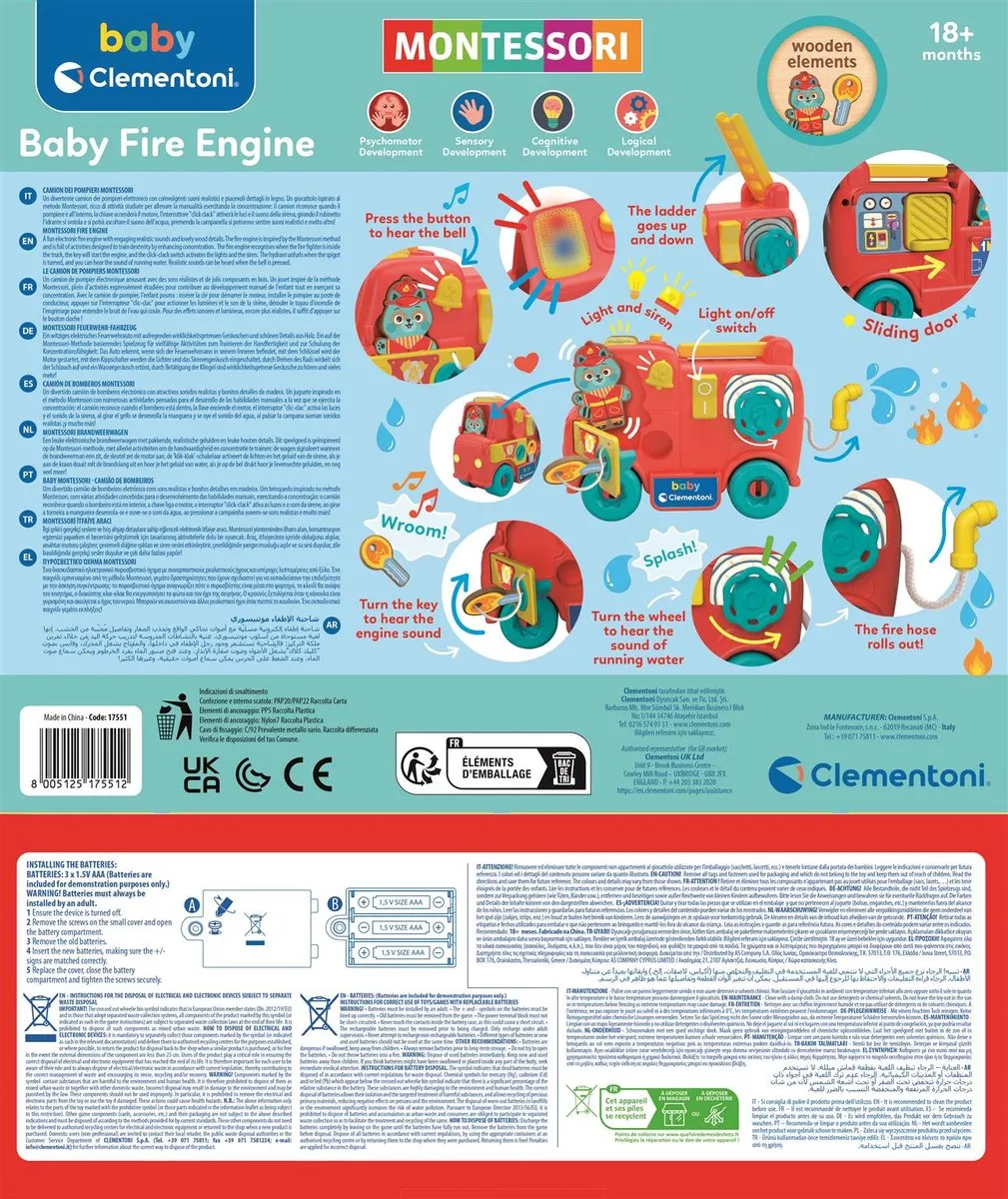 Clementoni Montessori Brandweerwagen - Multikleur