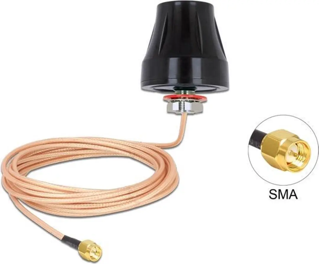 Delock LTE-antenne SMA-plug 2 dBi - 3m RG-316U - Zwart