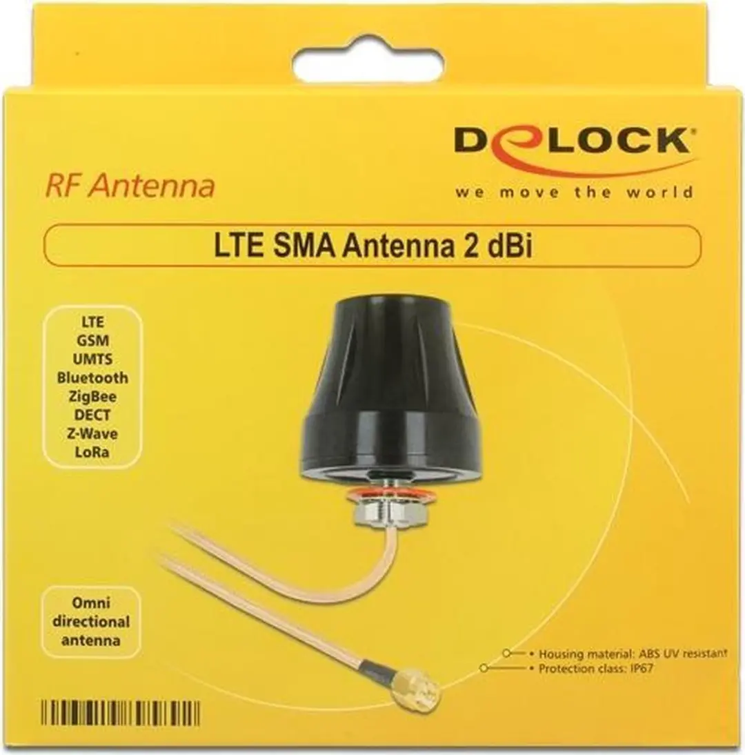 Delock LTE-antenne SMA-plug 2 dBi - 3m RG-316U - Zwart