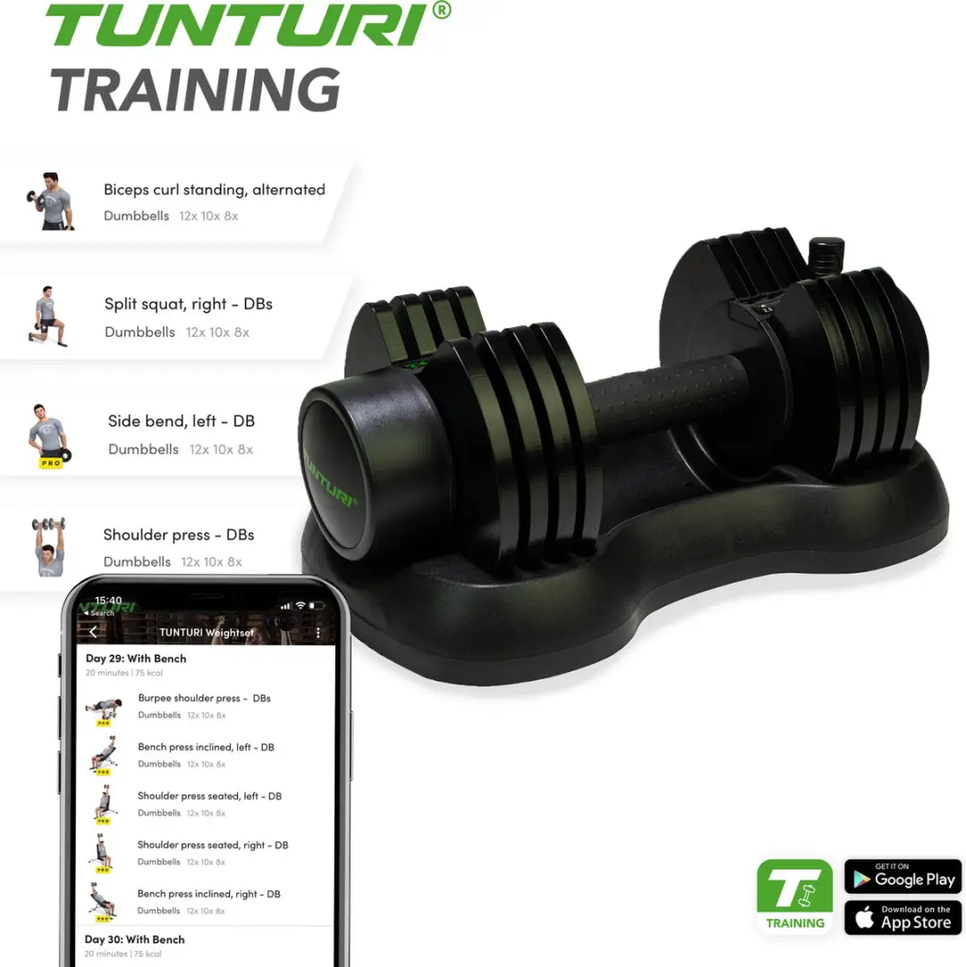 Tunturi Verstelbare Dumbbell 2,5-25kg - Zwart