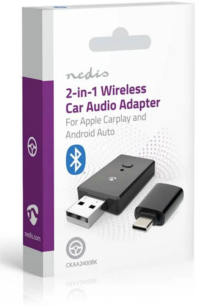Nedis CKAA2400BK Wireless Car Audio Adapter - Android Auto/Apple CarPlay - Zwart