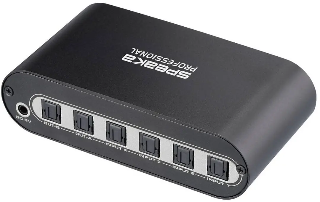 SpeaKa Professional SP-SW-200 Toslink-switch - 4x2 Poorten - Zwart