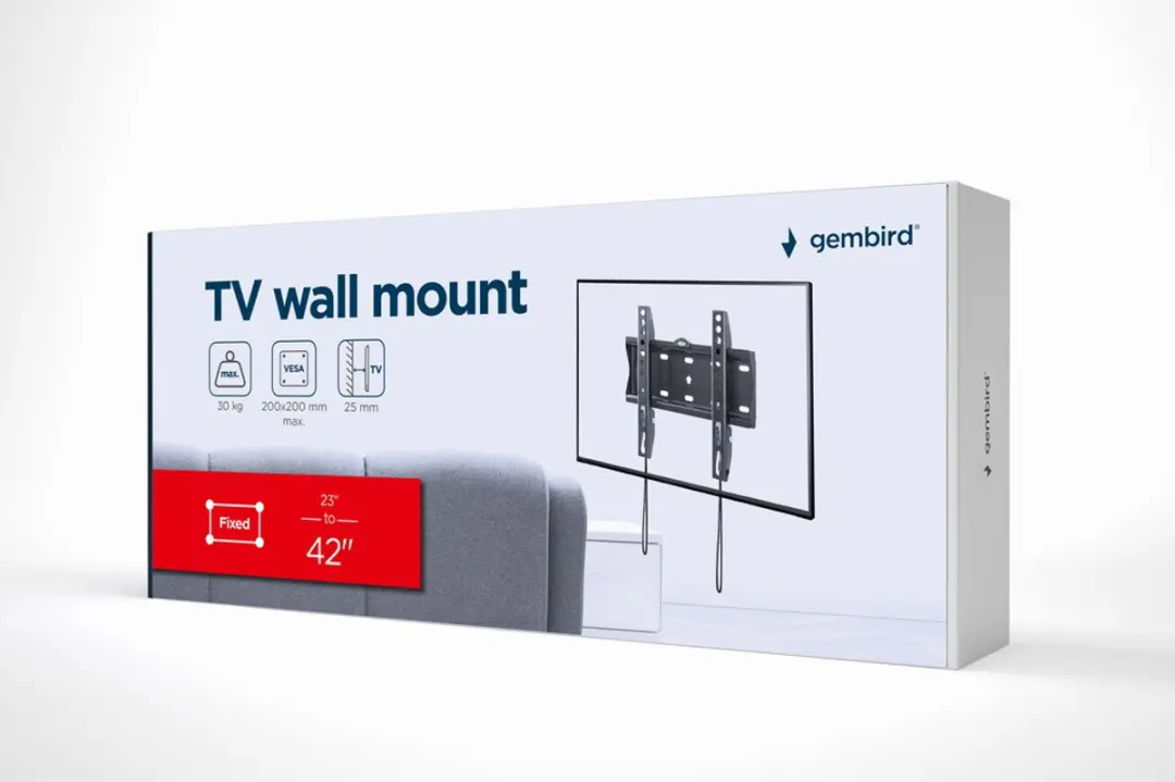 Gembird Ultra Slim TV Wandbeugel 23-42" - Zwart - afbeelding 6 van 6