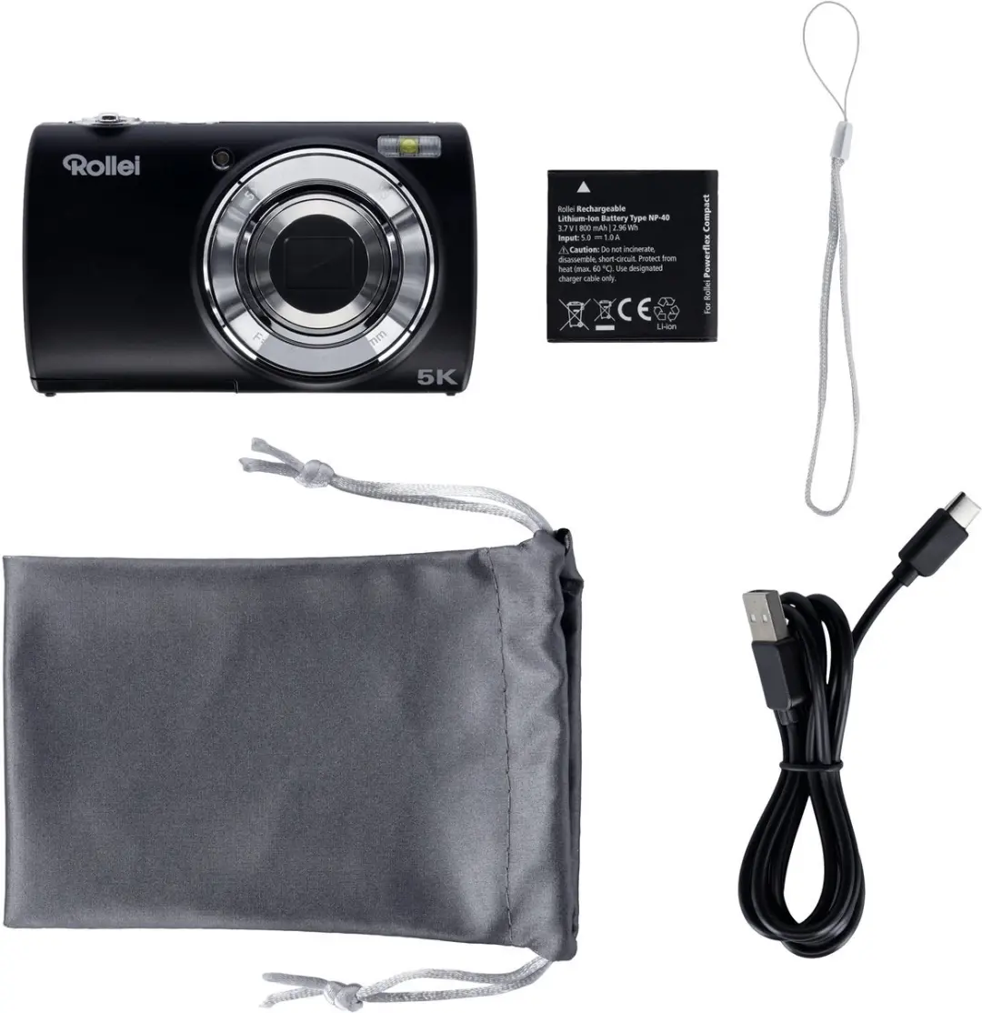 Rollei Powerflex Compact Camera - 5x Zoom - 32GB + Tas - Zwart