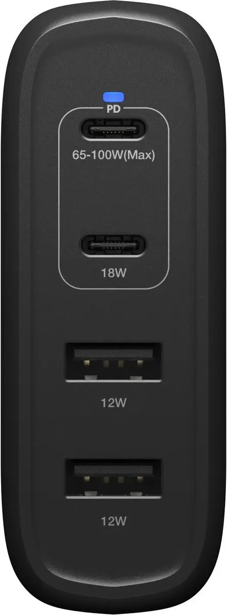 OtterBox GaN 78-81343 Oplader 100W - 4x USB (2xC/2xA) - Zwart