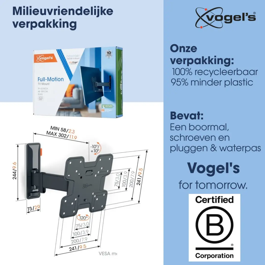 Vogel's COMFORT TVM 3225 Draai-Kantel TV-Beugel 15kg - Zwart