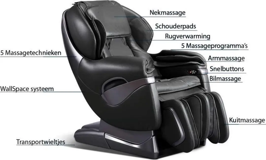 TotalSeat Leone Business Elektrische Massagestoel - 5 Programma's - Rug/Nek/Kuitmassage - Zwart/Beige