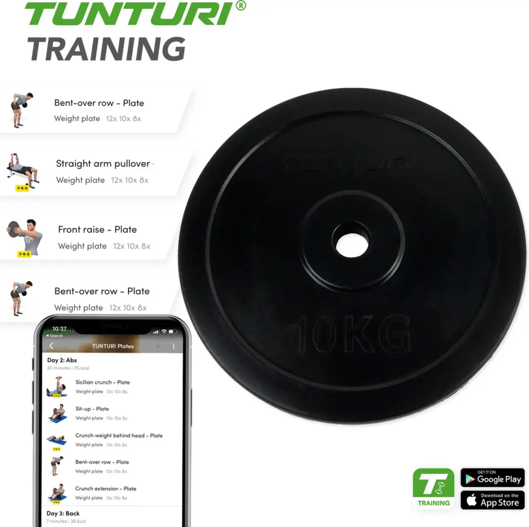 Tunturi Halterschijf 10kg - 30mm - Zwart